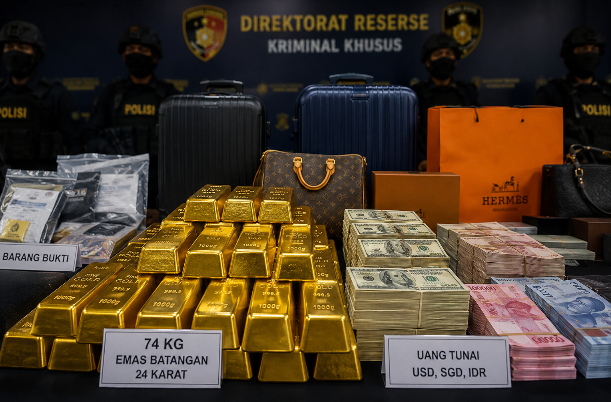 Brankas Misterius Dibongkar! Polisi Temukan Emas 74 Kg dan Valas Rp476 Miliar di Rumah Mewah Sentul