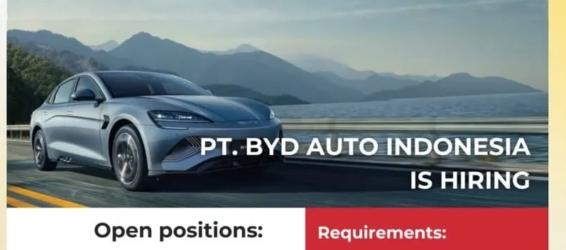 Lowongan Kerja BYD Subang 2026! Dicari Mandarin Translator, HR Specialist hingga Planning Specialist