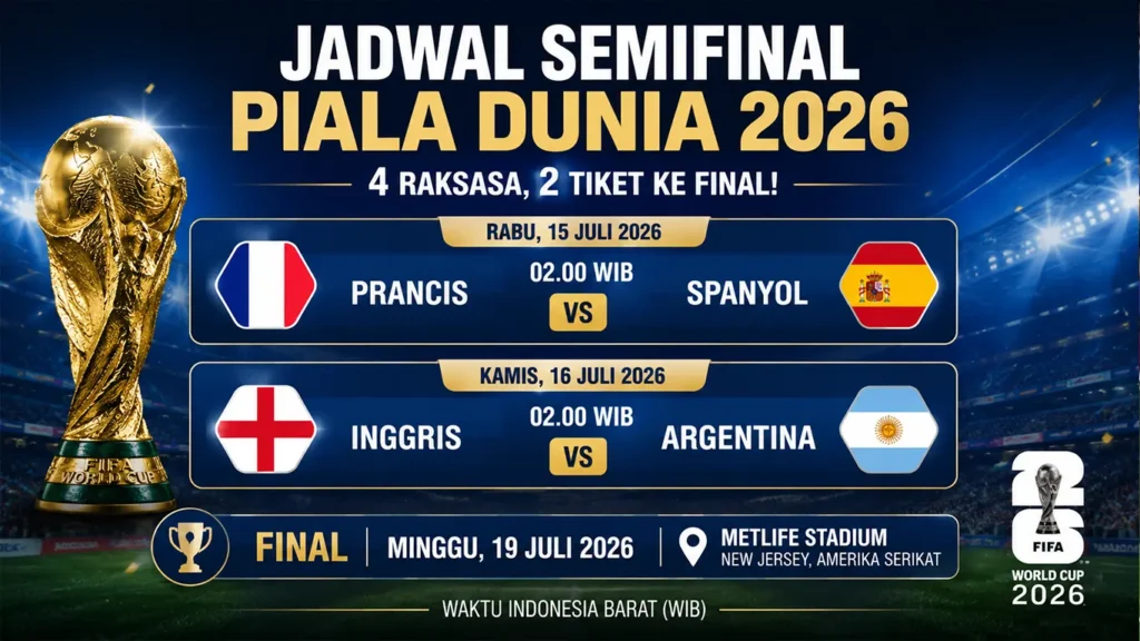 Panas! Jadwal Semifinal Piala Dunia 2026 Resmi Dirilis, Prancis vs Spanyol dan Inggris Tantang Argentina