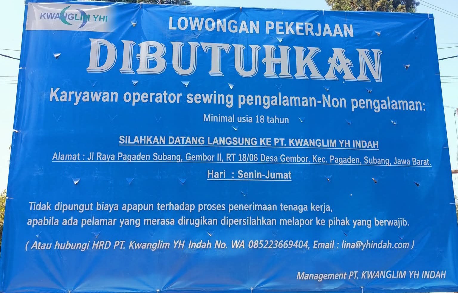 Lowongan Kerja Dibuka! PT Kwanglim YH Indah Subang Cari Operator Sewing, Lulusan Baru Berpeluang Besar