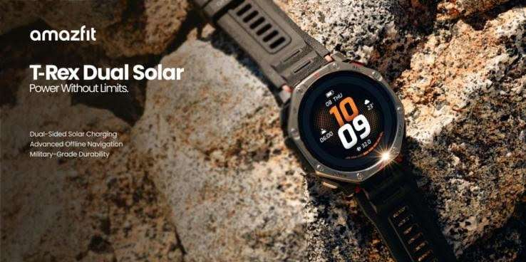 Two Solar Panels Become Weapons! Amazfit T-Rex Dual Solar Has a Super Long Battery